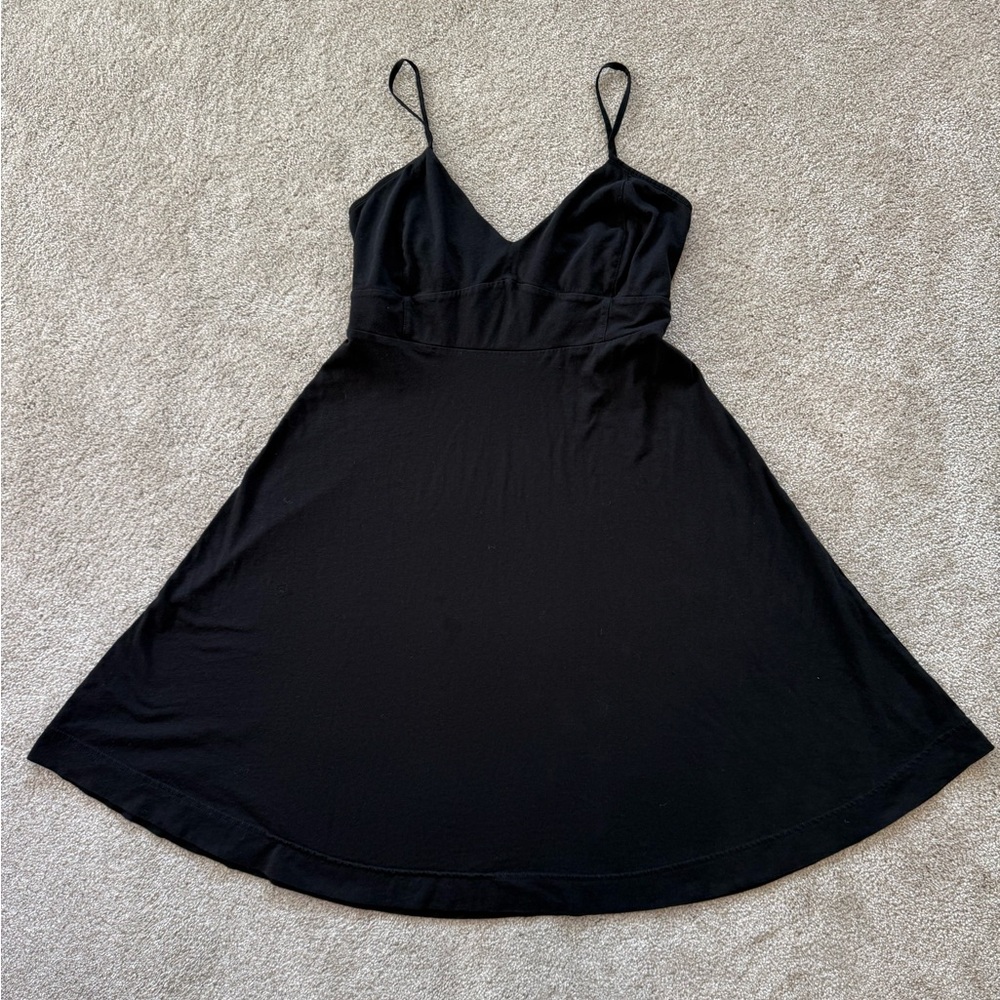 Express Black Fit & Flare Dress Womens Small Built-In Bra Stretch Modal